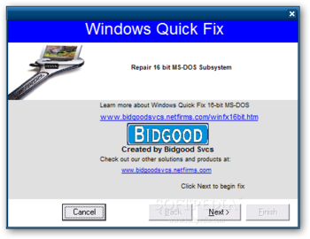 16-bit MS-DOS Subsystem Error Quick Fix screenshot