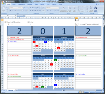 2012 Calendar screenshot