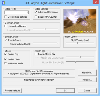 3D Canyon Flight Screensaver screenshot 2