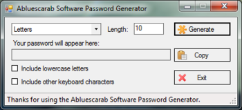 Abluescarab Designs Password Generator screenshot