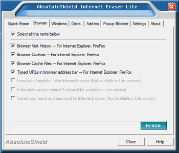 AbsoluteShield Internet Eraser Lite screenshot 2