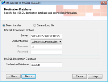 Access to MSSQL screenshot