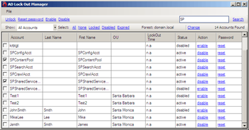 Active Directory Account Lockout Tool screenshot