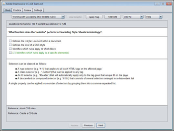 Adobe Dreamweaver CS6 ACE Exam Aid screenshot