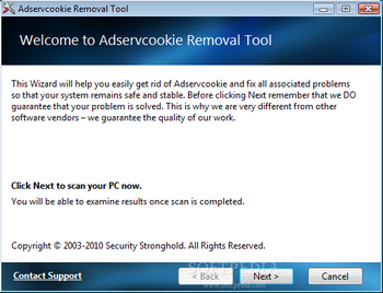 Adservcookie Removal Tool screenshot