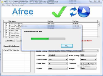 Afree AVI FLV MPEG WMV to iPod Converter screenshot 2