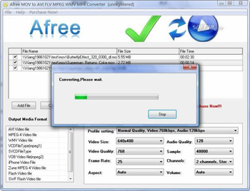 Afree MOV to AVI FLV MPEG WMV Converter screenshot 2