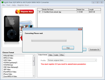Agrin Free 3GP MP4 to AVI WMV Converter screenshot