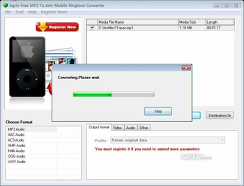 Agrin Free MP3 To Amr Mobile Converter screenshot 2