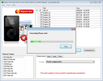 Agrin Free Rip DVD to AVI DIVX MP4 FLV screenshot