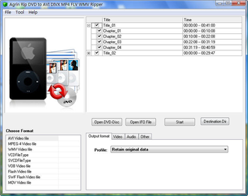 Agrin Rip DVD to AVI DIVX MP4 FLV Ripper screenshot