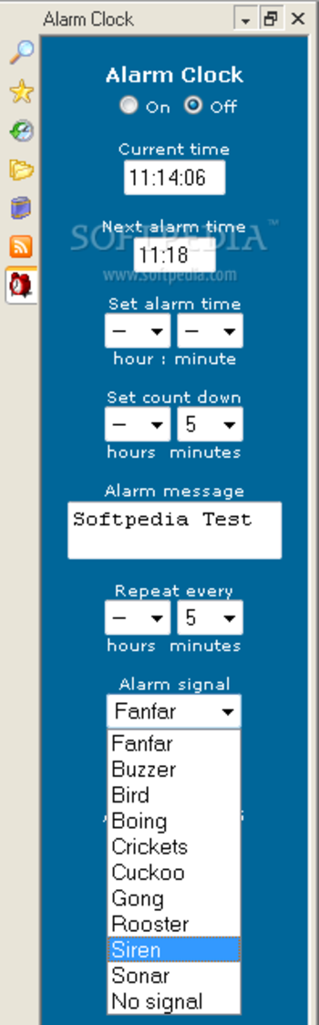 Alarm Clock Maxthon Add-on screenshot
