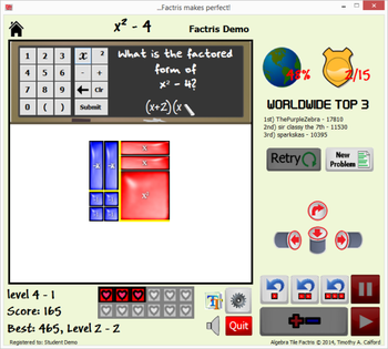 Algebra Tile Factris screenshot