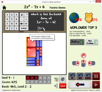 Algebra Tile Factris screenshot 4