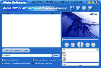 Altdo 3GP to AVI WMV DVD Converter&Burner screenshot