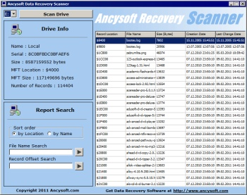 Ancysoft Data Recovery Scanner screenshot