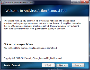 Antivirus Action Removal Tool screenshot