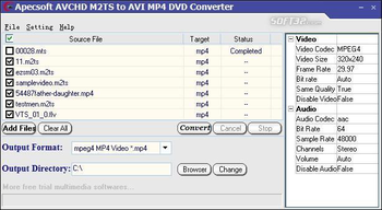 ApecSoft M2TS to AVI MP4 DVD Converter screenshot 2