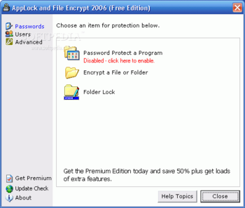 Application Lock and File Encrypt 2006 screenshot
