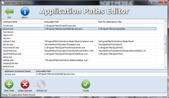 Application Paths Editor screenshot