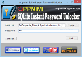 Appnimi Sqlite Instant Password Unlocker screenshot