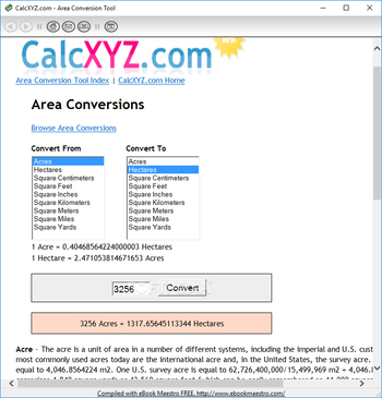 Area Conversion Tool screenshot