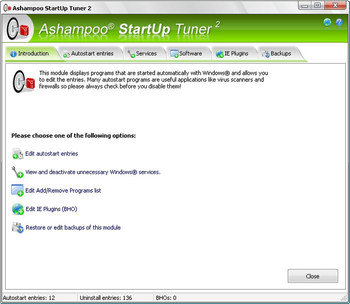 Ashampoo StartUp Tuner 2 screenshot