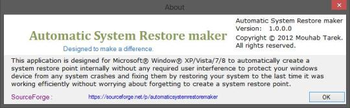 Automatic System Restore Maker screenshot
