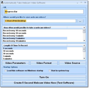 Automatically Take Webcam Video Software screenshot