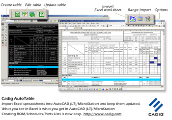 AutoTable for MicroStation Excel screenshot