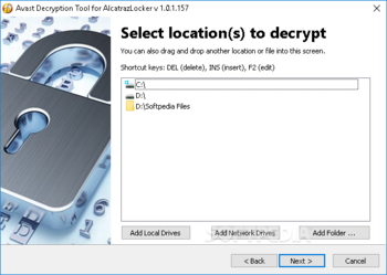 Avast Decryption Tool for AlcatrazLocker Ransomware screenshot 2
