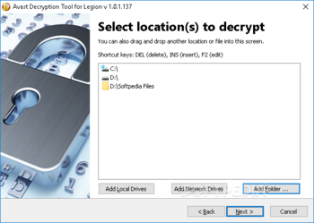 Avast Decryption Tool for Legion Ransomware screenshot 2