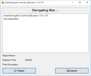 Avast Decryption Tool for SzfLocker Ransomware screenshot 4