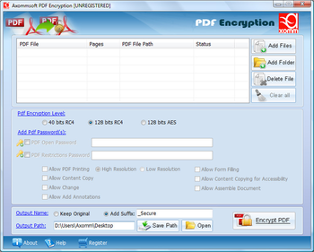 Axommsoft Pdf AES Encryption Security screenshot