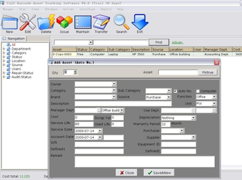 Barcode Asset Tracking Software screenshot