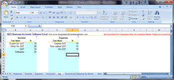 BAS Business Accounts Software Excel screenshot 3