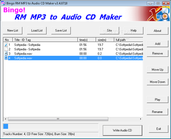 Bingo! RM MP3 to Audio CD Maker screenshot