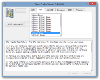 BIOS Beep Codes Viewer screenshot 2