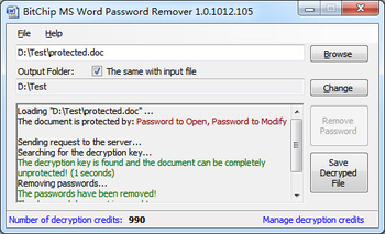 BitChip MS Word Password Remover screenshot