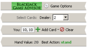 Blackjack Game Advisor screenshot