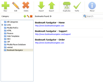 Bookmark Navigator: bookmark manager screenshot