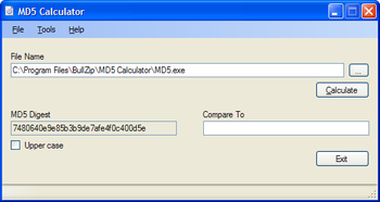 Bullzip MD5 Calculator screenshot