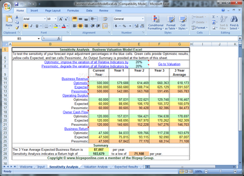 Business Valuation Model Excel screenshot 2