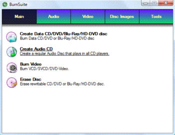 CD DVD HD DVD Blu-ray Burn Suite screenshot