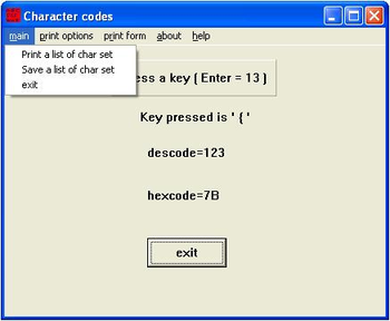 character codes screenshot