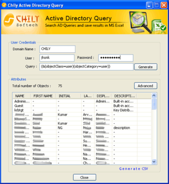 Chily Active Directory Query screenshot