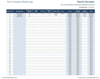 Company Employee Payroll List screenshot