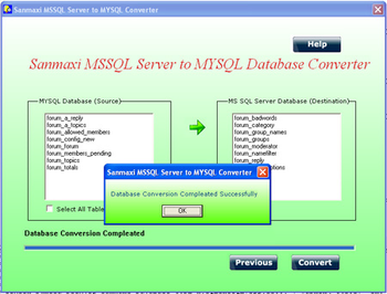 Convert MSSQL to MYSQL Database screenshot