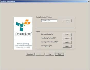 CorreLog Windows Syslog Agent screenshot