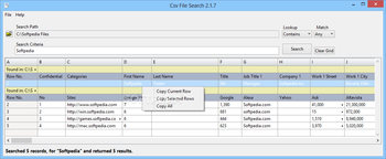Csv File Search screenshot